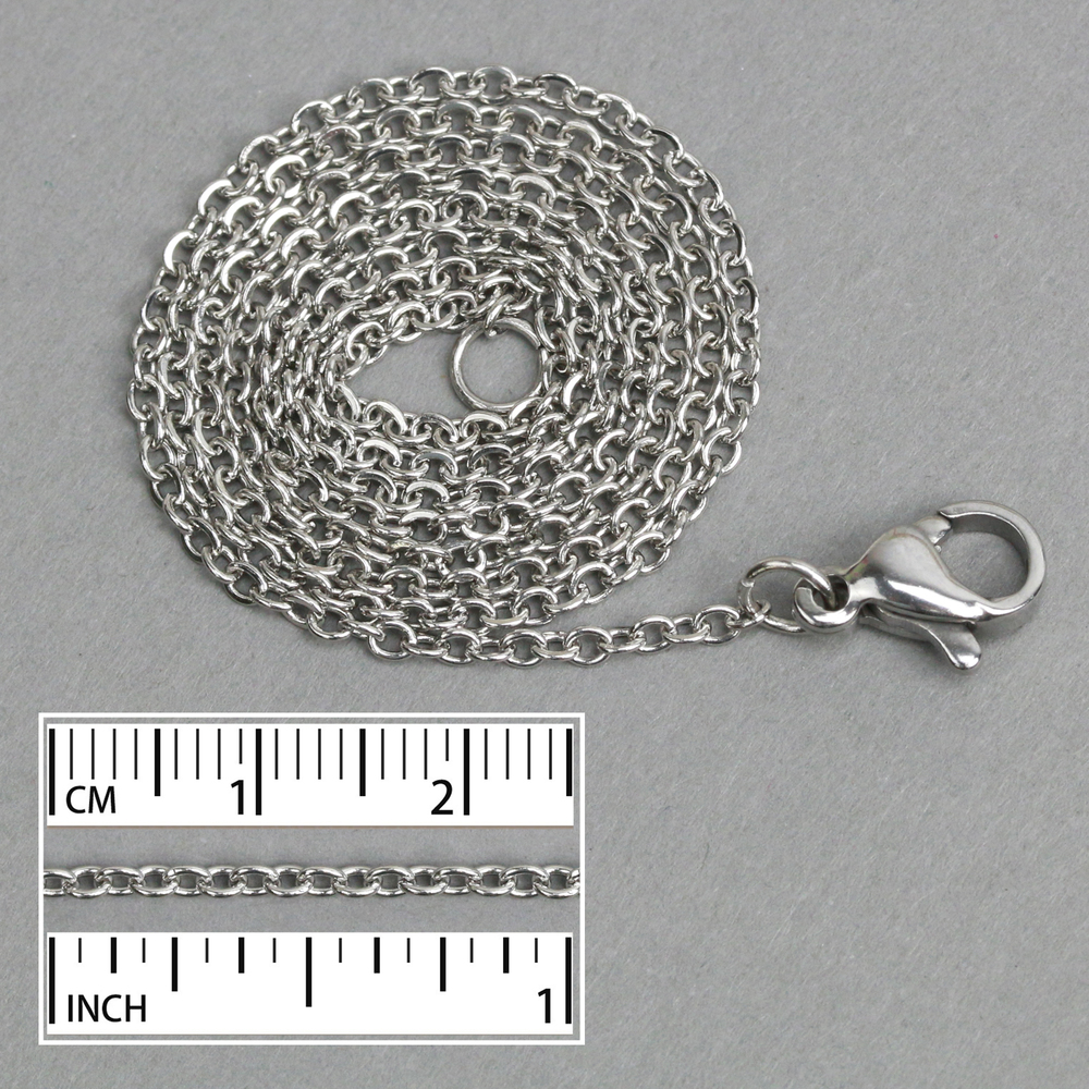 Chain & Clasps Stainless Steel Rolo Chain 2mm with Clasp, 20", Pack of 5